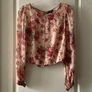 TopShop floral pink blouse